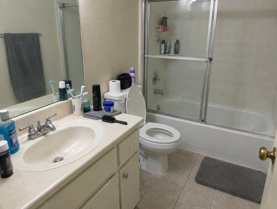 Bathroom after cleaning — spotless and organized